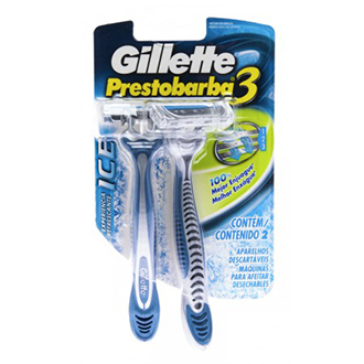 APARELHO BARBEAR GILLETTE PRESTOBARBA 3 ICE 2 UNIDADES