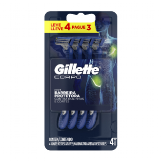 KIT APARELHO DESCART�VEL CORPO GILLETTE LEVE 4 UNIDADES 