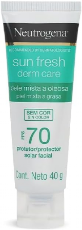 Protetor Solar Facial Neutrogena Sun Fresh Derm Care FPS 70 Clara 40g