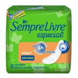 ABSORVENTE SEMPRE LIVRE ESPECIAL ADAPT SUAVE SEM ABAS 8 UNIDADES