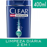SHAMPOO ANTICASPA CLEAR MEN LIMPEZA DIÁRIA 2 EM 1 400ML