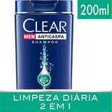 SHAMPOO CLEAR MEN LIMPEZA DIÁRIA 2 EM 1 ANTICASPA 200ML