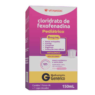 CLORIDRATO DE FEXOFENADINA GENRICO VITAMEDIC 6MG/ML SUSPENSO COM 150ML