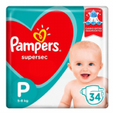 FRALDA PAMPERS SUPERSEC P 34 UNIDADES