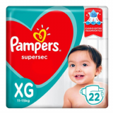 PAMPERS SUPERSEC TAMANHO XG 22 UNIDADES