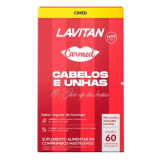 Suplemento Alimentar Lavitan Carmed Cabelos e Unhas Sabor Iogurte de Morango 60 Comprimidos Mastigveis