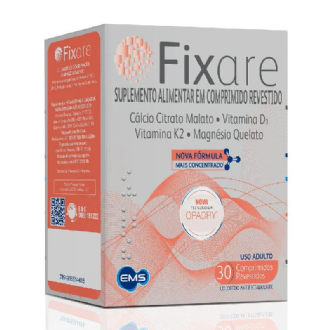 Fixare C�lcio + Vitamina D3 + Vitamina K2 + Magn�sio 30 Comprimidos