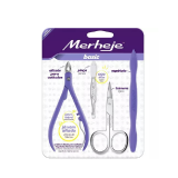 KIT ALICATE + PIN�A + TESOURA + ESP�TULA PARA UNHAS MERHEJE BASIC