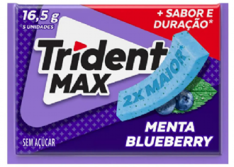 Goma de Mascar TRIDENT Max Cool MENTABERRY Sem A��car 5 unidades 16,5g