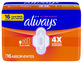 ABSORVENTE ALWAYS SUAVE COM ABAS 16UN