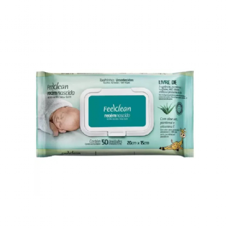TOALHA UMEDECIDA REC�M-NASCIDO SEM PERFUME FEELCLEAN PACOTE 50 UNIDADES