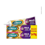 KIT CREME FIXADOR DE DENTADURA ULTRA COREGA MAX FIXAO + BLOQUEIO SEM SABOR  70G - 2 UNIDADES 