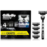 Kit Gillette Mach3 Carbono 4 Carga para Aparelho de Barbear + Aparelho De Barbear Recarregvel