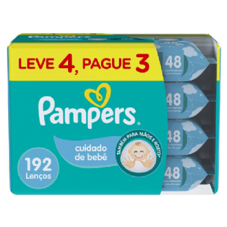 KIT LEN�O UMEDECIDO CUIDADO DE BEB� PAMPERS PACOTE LEVE 4 UNIDADES