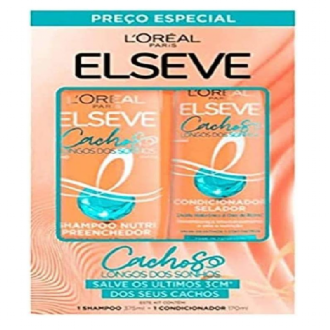 KIT SHAMPOO ELESEVE 375ML + CONDIONADOR 170ML  CACHOS LONGOS DOS SONHOS