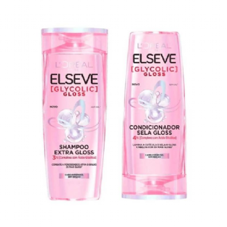 KIT SHAMPOO ELSEVE 375ML + CONDIONADOR 170ML GLYCOLIC GLOSS 
