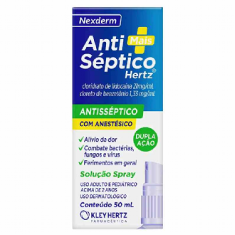 Antiss�ptico Spray Hertz 50ml com Lidoca�na + Cloreto de Benzet�nio � Para Pequenos Ferimentos