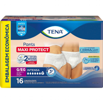 Fralda Geri�trica Tena Pants Maxi Protect G/EG 16 Unidades Embalagem Econ�mica 