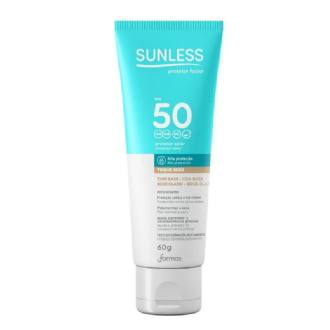 PROTETOR SOLAR FACIAL TOQUE SECO BEGE CLARO FPS50 FP UVA 47 SUNLESS 60G