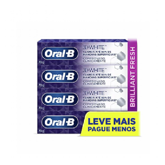 KIT CREME DENTAL ORAL-B 3D WHITE COM FL�OR 4 UNIDADES 70G