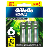 CARGA REFIL PARA APARELHO DE BABEAR GILLETTE MACH3 SENSITIVE - 6 UNIDADES