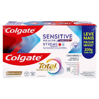Kit Creme Dental Colgate Total Preven��o Ativa Original Mint 90G + Colgate Sensitive Pro Al�vio.