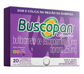 Buscopan Composto Butilbrometo de Escopolamina 10mg + Dipirona Sdica 250mg 20 comprimidos