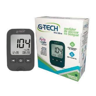Kit Medidor De Glicose Vita Ultra G-Tech Com 1 Aparelho + 1 Lancetador + 10 Lancetas + 10 Tiras