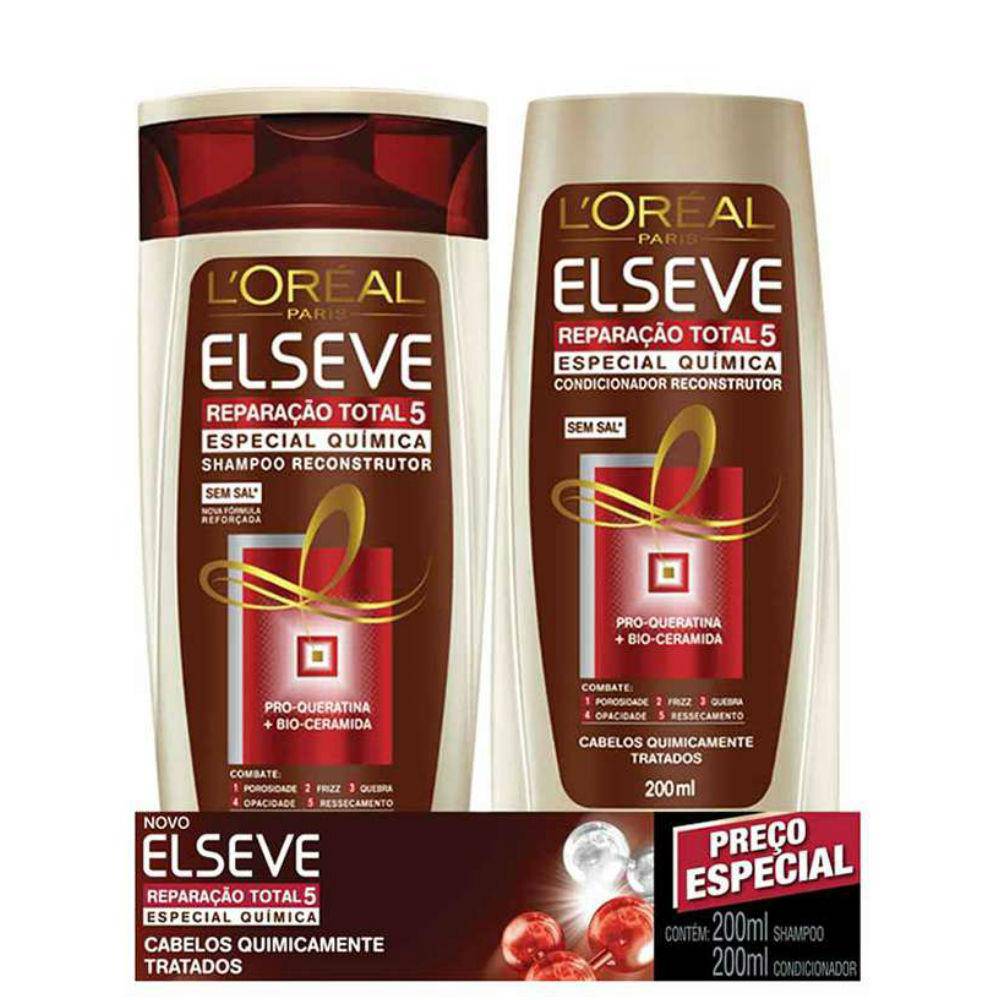 KIT ELSEVE REPARAÇÃO TOTAL 5 SHAMPOO 200ML + CONDICIONADOR 200ML