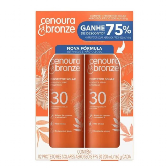 Protetor Solar Aerossol Cenoura e Bronze FPS 30 2 unidades de 200ml