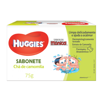 SABONETE EM BARRA HUGGIES TURMA DA MNICA CAMOMILA E ALOE VERA COM HIDRATANTE 75G