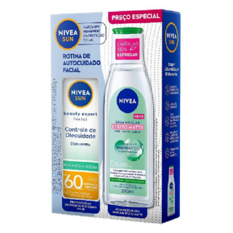 KIT NIVEA PROTETOR SOLAR FACIAL BEAUTY EXPERT CONTROLE DE OLEOSIDADE FPS 60 50G + �GUA MICELAR EFEITO MATTE 7 EM 1 200ML