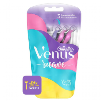 KIT APARELHO DESCART�VEL PARA DEPILAR GILLETTE VENUS SIMPLY3 SUAVE 4 UNIDADES