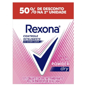 Desodorante Antitranspirante Roll-On Rexona Powder Dry 2 Unidades de 50ml Cada