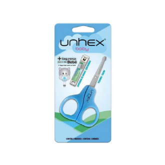 KIT TESOURA UNHEX + CORTADOR BABY AZUL