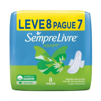 ABSORVENTE SEMPRE LIVRE ADAPT ESPECIAL TOQUE SUAVE AGENTES COM ABAS LEVE 8 PAGUE 7