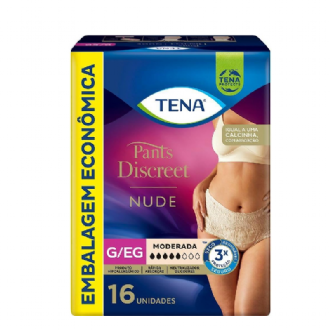 ROUPA �NTIMA DESCART�VEL TENA PANTS DISCREET FEMININO G/EG NUDE ABSOR��O MODERADA 16 UNIDADES