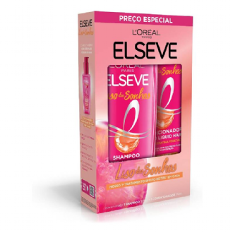 KIT SHAMPOO 375ML + CONDICIONADOR 170ML ELSEVE LISO DOS SONHOS