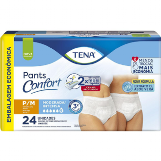 Roupa �ntima Descart�vel Tena Pants Confort P/M 24 Unidades Embalagem Econ�mica