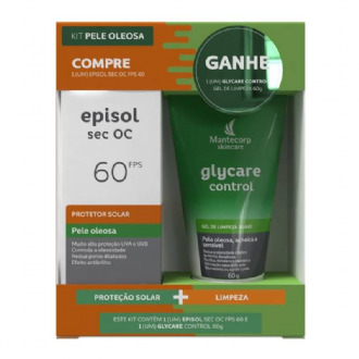 Kit Protetor Solar Episol Sec Oc FPS60 + Gel de Limpeza Glycare Control 60ml Mantecop