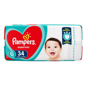 Fralda Descart�vel Infantil Pampers Supersec G Pacote 34 Unidades