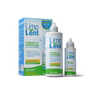 KIT SOLU��O PARA LENTES VITAMEDIC LIMP LENT 350ML + 120ML+ ESTOJO PARA LENTES