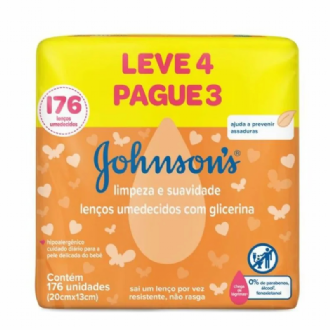 Len�os Umedecidos Johnsons Baby Limpeza e Suavidade 176 Unidades