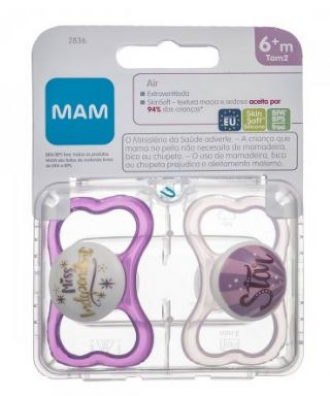 KIT CHUPETA MAM AIR COR ROSA TAMANHO 2 - MAIORES DE 6 MESES COM 2 UNIDADES