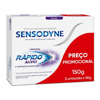 CREME DENTAL SENSODYNE SENSIBILIDADE E RAPIDO ALIVIO E PROTEO DURADOURA 50G L3P2