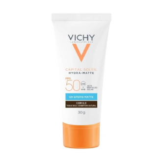 PROTETOR SOLAR FACIAL VICHY, CAPITAL SOLEIL HYDRA-MATTE FPS50 COR 6 30G