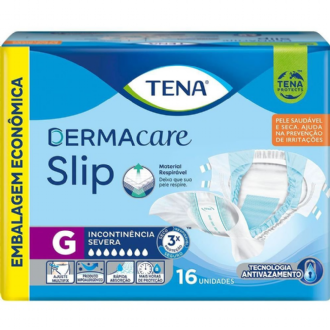 FRALDA GERIATRICA TENA SLIP DERMACARE G COM 16 UNIDADES