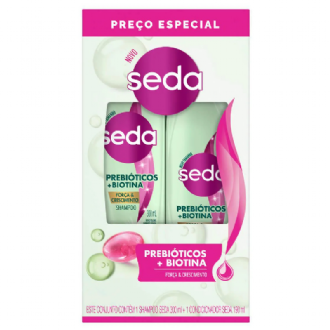 KIT SHAMPOO SEDA  300ML + CONDICIONADOR 190ML PREBI�TICO + BIOTINA 