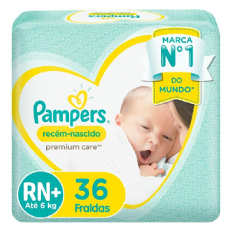 FRALDA PAMPERS PREMIUM CARE RN+ 36UN