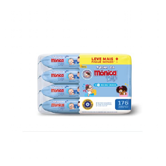  TOALHA UMEDECIDA TURMA DA M�NICA BABY HORA DA TROCA PACOTE 4 UNIDADES